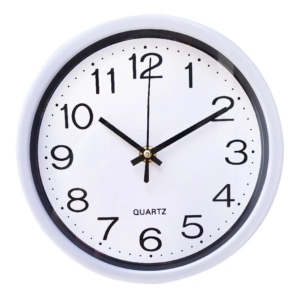 Пластиковые декоративные 8 дюймовые Современные Кварцевые бесшумные круглые часы для гостиной на батарейках для дома, точные модные настенные часы для офиса - Цвет: Белый