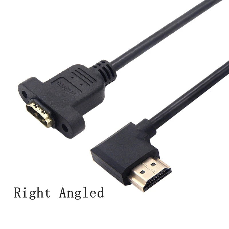 Compatível com Hdmi 90 Graus Ângulo Direito Panel Mount Soquete Cabo de Extensão Hdtv Parafuso Feminino para Masculino Painel Conector Cabo - Imagem 4