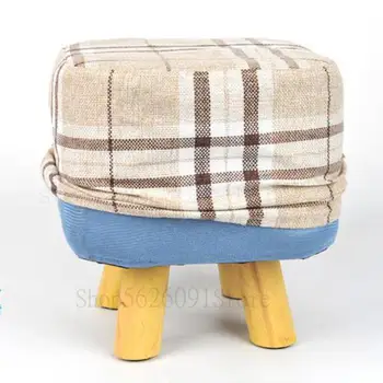 

Solid Wood Bench Household Small Bench Fashion Solid Wood Creative Low Bench Changing Shoe Stand Living Room Tea Table Cloth