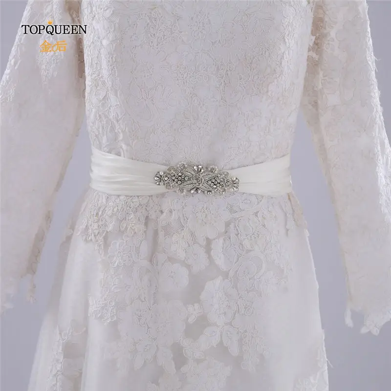White TOPQUEEN S369 ручной работы Индийские кружевные свадебные ленты свадебный пояс-лента для девочек модный пояс ремень декоративный кристалл пояс невесты - Цвет: White