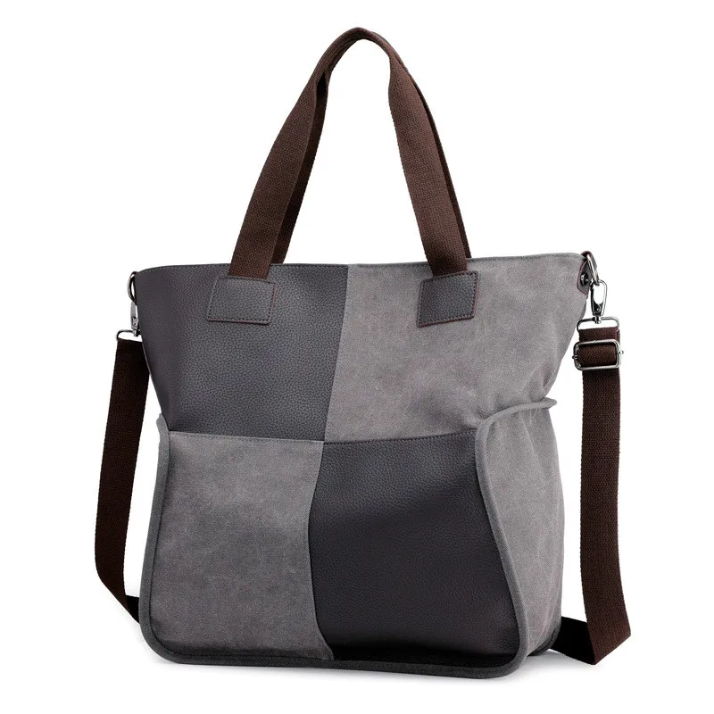 

Fashion Stitching Handbags New Korean Casual Wash Canvas Bag Female Students Simple Shoulder Diagonal Package