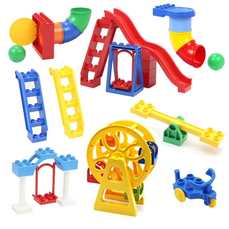 Playground Set Accessories Big Building Blocks Swing Seesaw Ferris Wheel Amusement Park DIY Bricks Toys For Children Kid Gift | Игрушки и
