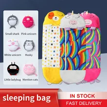 Happy Nappers Kids Cartoon Sleepsacks Children's Sleeping Bag Plush Doll Pillow Boys Girls Baby Animal Sleep Sack For Birthday