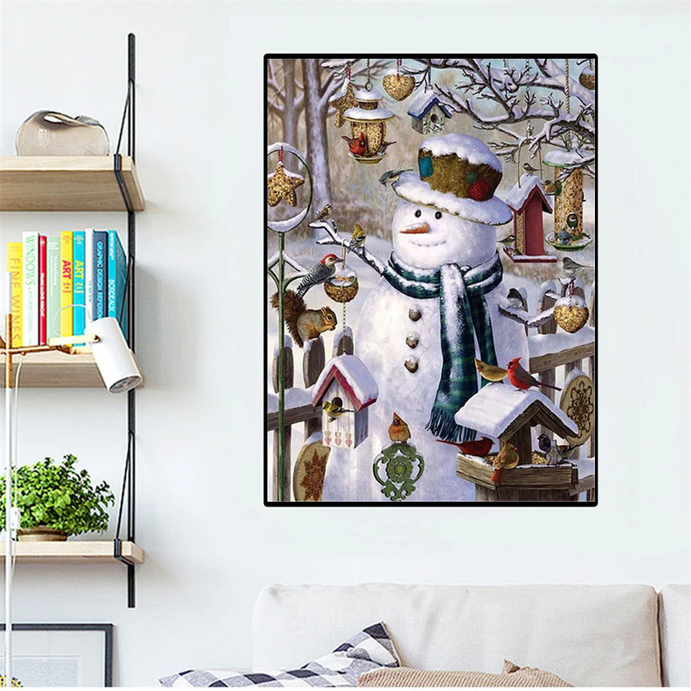 5D Diamond Embroidery Winter Full Square Painting Snowman Cross Stitch Kit Mosaic Diy Home Decoration | Дом и сад