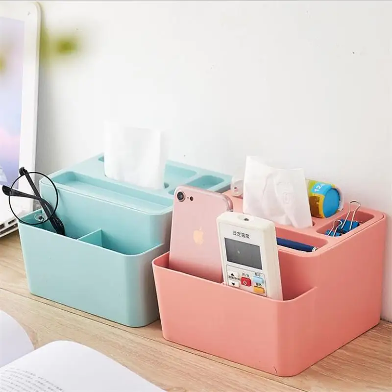 

Home Plastic Desktop Paper Towel Storage Box Office Multi-function Living Room Remote Control Bathroom Debris Storage Box