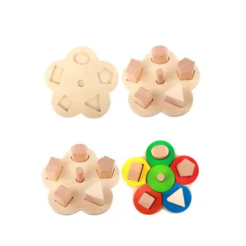 

Wooden Educational Toys Set Baby Early Educational Tool Flower Shape Column Sleeve Teaching Materials