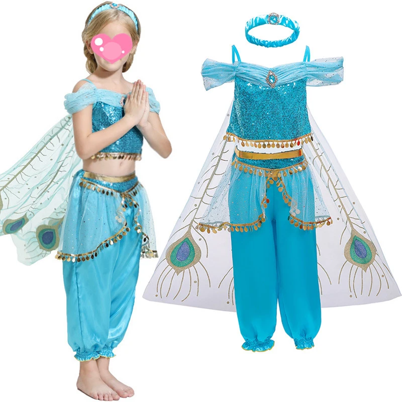 2019 г. Новая зимняя одежда для маленьких девочек модный костюм Аладдина, рождественский костюм из трех предметов, спортивный костюм для