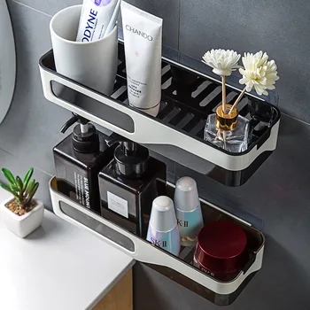 

Corner Bathroom Rack Wall Shampoo Shower Rack Drain Pipe Storage Rack Plastic Kitchen Rack Storage Bag Bathroom Pendant