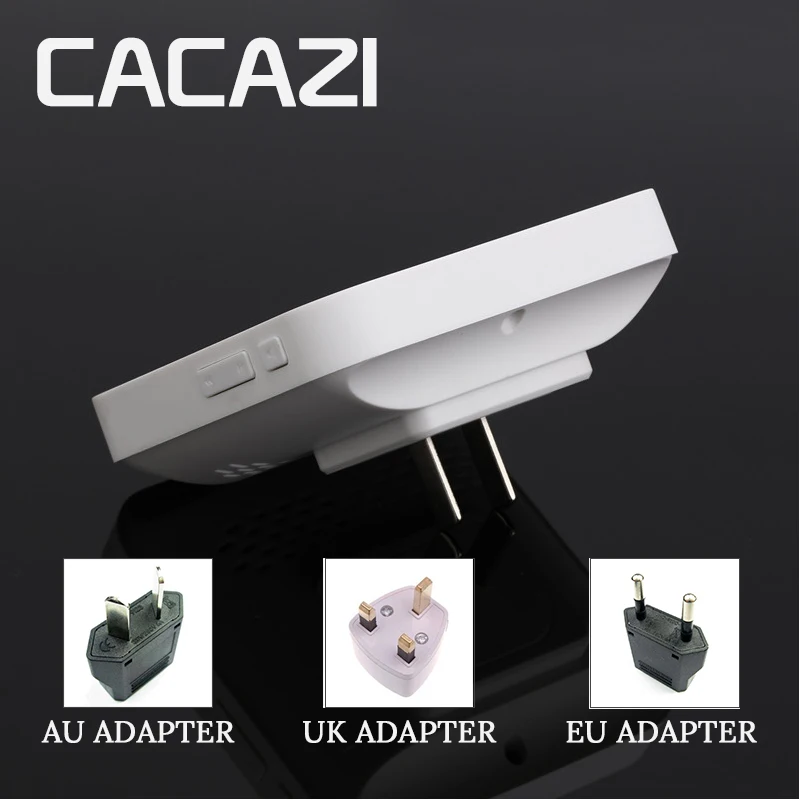 CACAZI 무선 초인종 방수 300m 원격 LED 라이트 배터리 버튼 수신기 홈 무선 벨 52 차임 4 볼륨