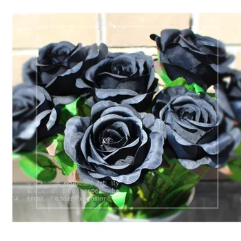

1pc/10pcs Black Red Rose Artificial Flower Simulation Silk Fake Flowers Single Branch Flower Home Decor for Halloween Christmas
