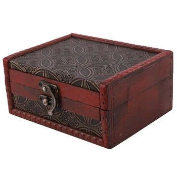 

Home Decorative Treasure Box, Composite Wooden Treasure Chest for Gift Box, Home Decoration (13.3x10x5.4cm)