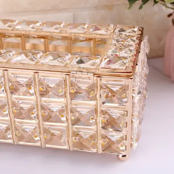 

Tissue Box Holder Crystal Cube Napkin Dispenser Bedroom Office Hotel Cafe Coffee Q9QF