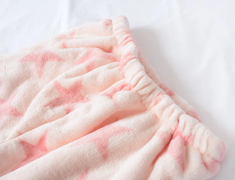 Зимние милые розовые пижамы со звездами, женские японские Простые Фланелевые теплые пижамы с длинным рукавом, качественные пижамы для