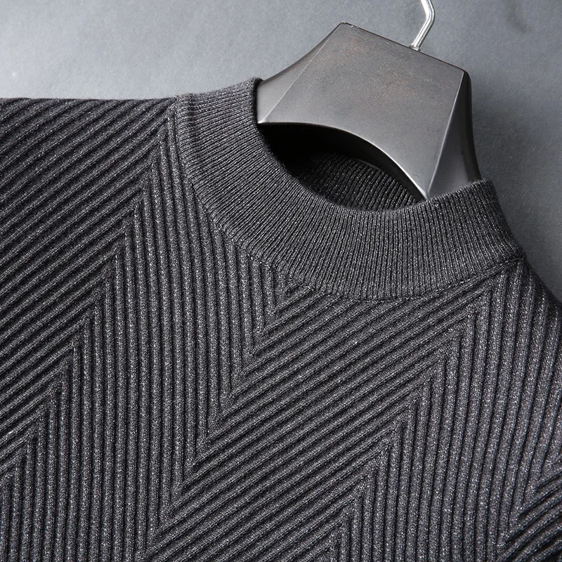 JSBD brand light luxury autumn and winter new semi-turtleneck pure color sweater men thickened warm jumper