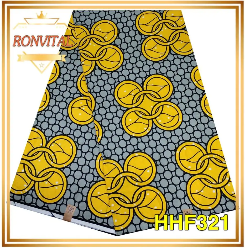 HHF321 Женское платье, сделай сам, ткань, воск RONVITAL, распродажа, Африканский воск, высокое качество, хлопок, материал с принтом, сделай сам, ткань, 6 ярдов/партия - Цвет: HHF321