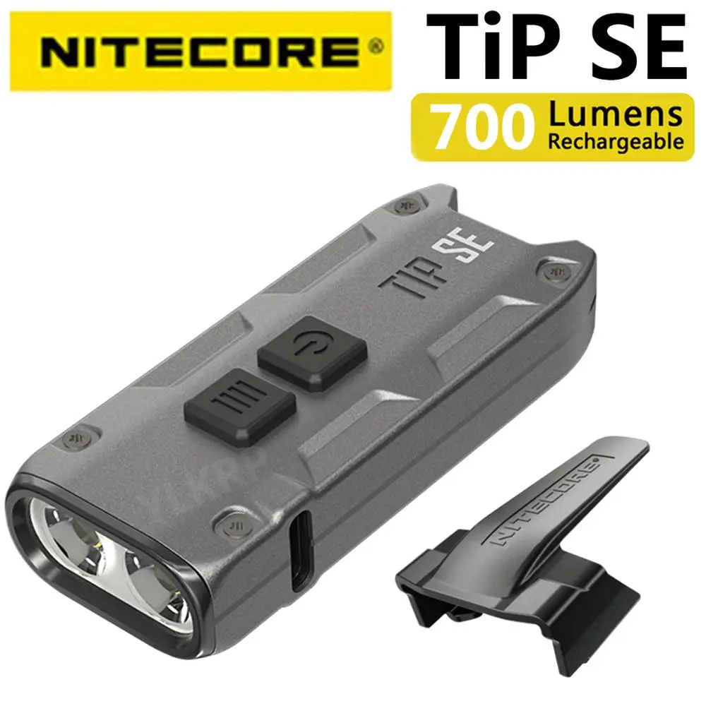 LED Flashlight Original Nitecore TIP SE 700 lumens With Rechargeable Lithium Ion Battery Dual-Core Metal Keychain Light