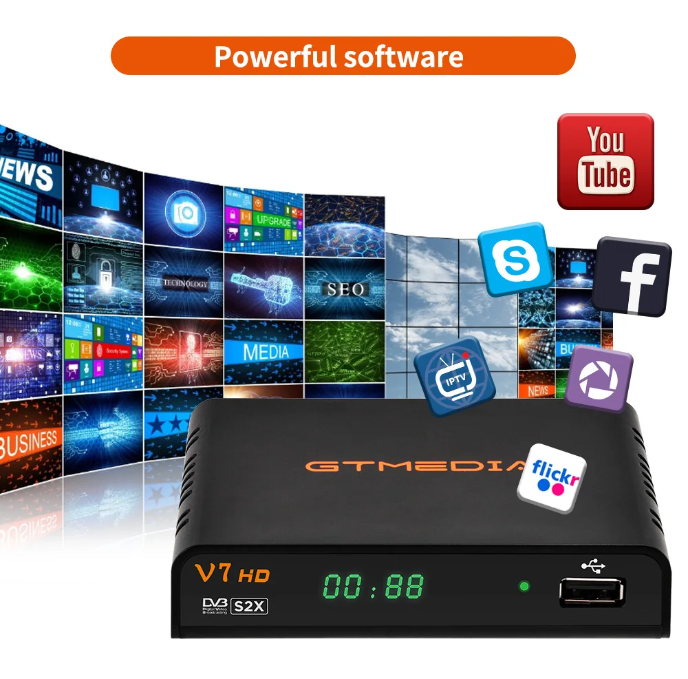 GTMEDIA V7HD Support DVB-S/S2/S2X AVS+ BISS Auto Roll Full PowerVu Unicable USB Wifi Dongle Youtube Youporn V7 HD