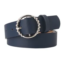2021 Fashion Women's Belt Waist PU Leather Belts Jeans Dresses Collocation Buckle Belt Round Pattern All Match Decorative Belt