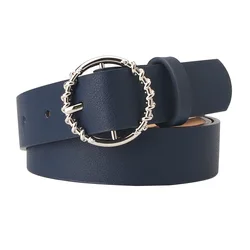2021 Fashion Women's Belt Waist PU Leather Belts Jeans Dresses Collocation Buckle Belt Round Pattern All Match Decorative Belt