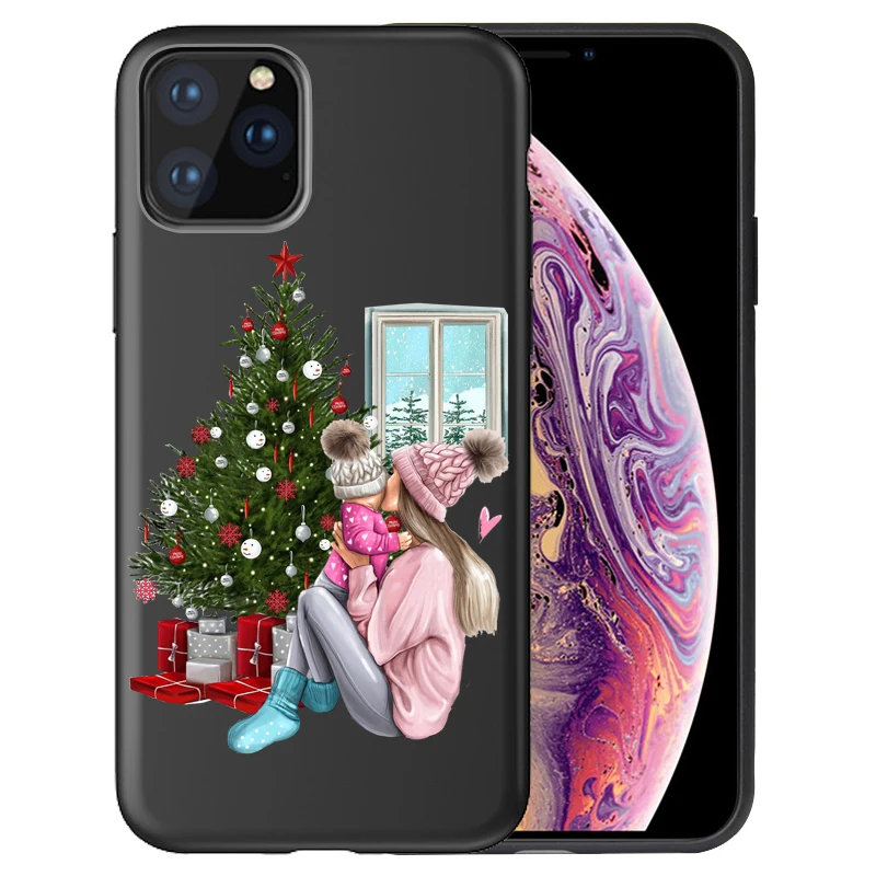 01 Для iphone 11 семья мама девочка мальчик Рождественская елка чехол для телефона для iphone 11 Pro Max 8 7 X XS Max XR 6 7 8 Plus 5S SE - Цвет: 01