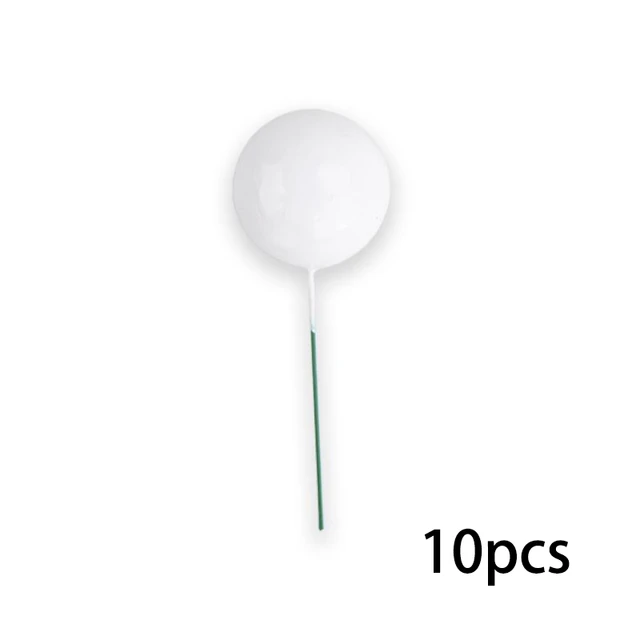 10pcs Ball Cake Toppers Birthday Party Cupcake Topper Christmas Tree Decor Ornament Baby Shower Party Supplies Cake Decoration white