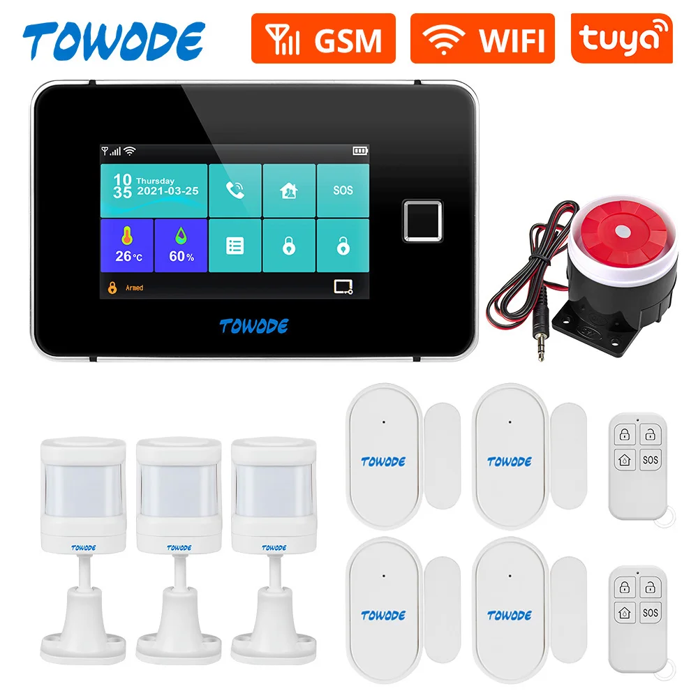 TOWODE G60 Tuya Smart Alarm System WIFI GSM Home Security 4.3Inch Full