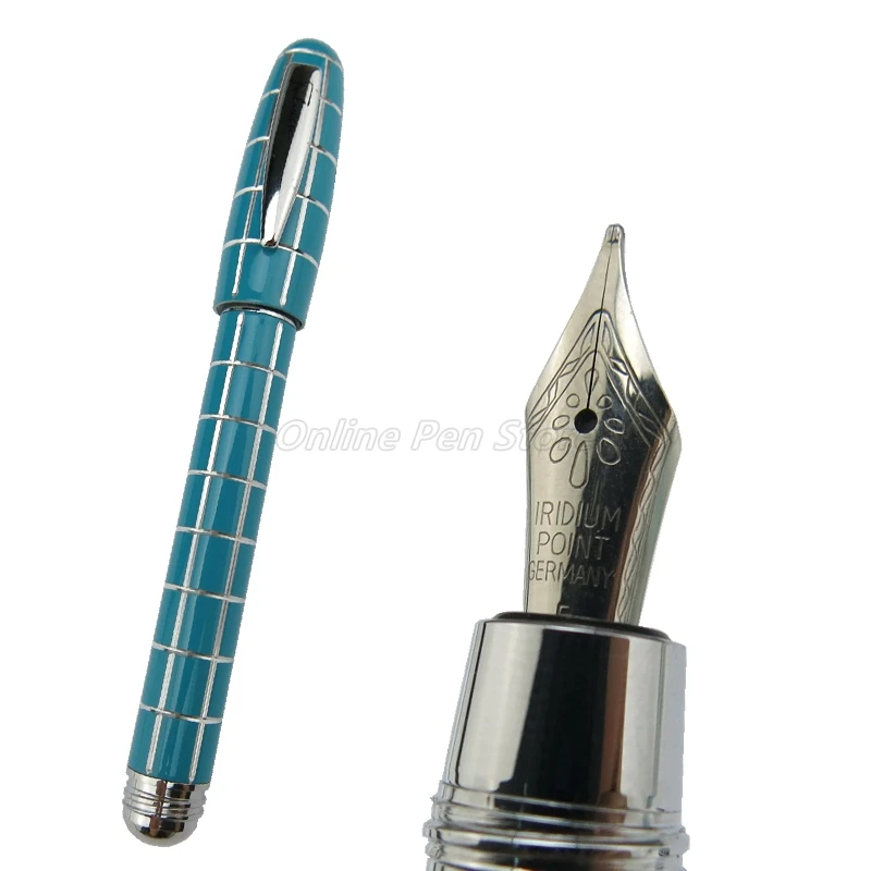 Fuliwen 2062 Blue Metal Tiny Squares Short Pocket Portable Fine Nib Fountain Pen Professional Stationery Writing Tool Gift tropikhome шторы для ванн полиэстер digital printed blue squares 180х200 см