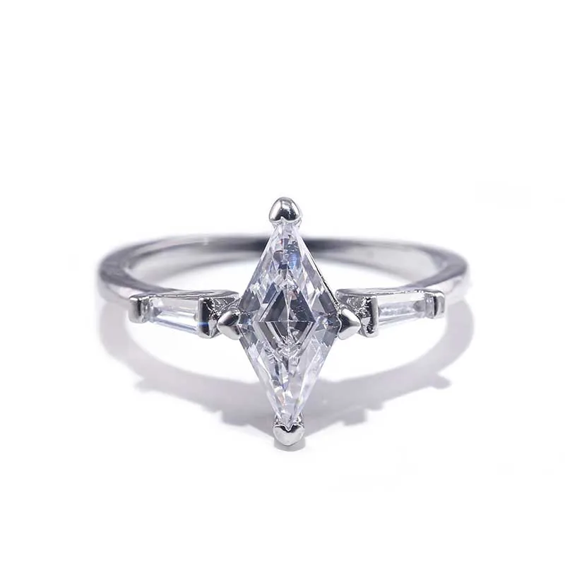 Bague Ringen Серебро 925 кольцо женские ювелирные изделия с большой Творческий синтетический драгоценный камень женский Юбилей подарок по оптовой цене, Size6-10 - Цвет камня: white