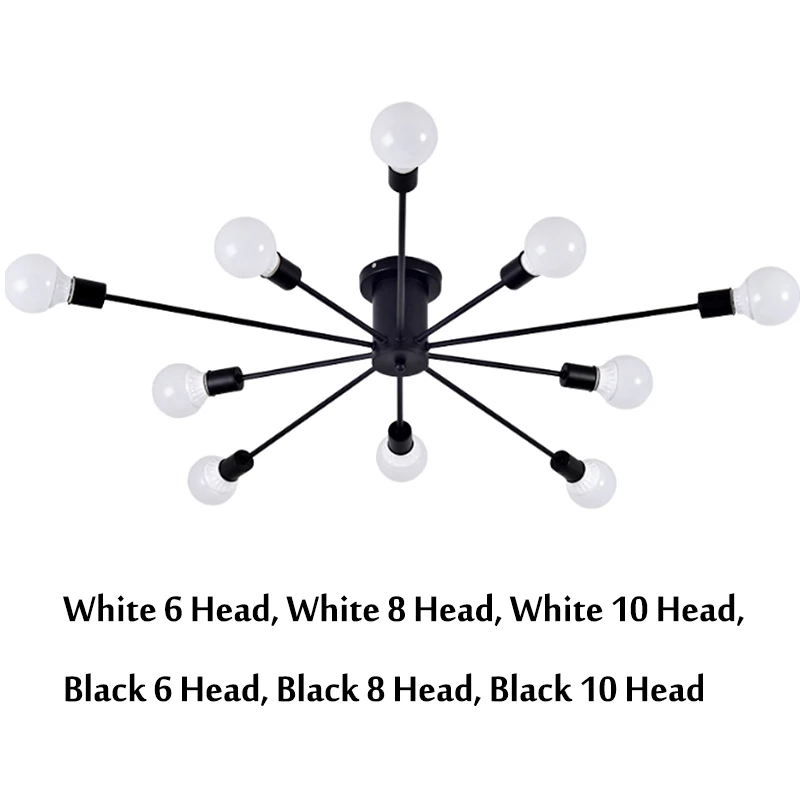  Smuxi Retro Industrial Iron 220V E27 LED Ceiling Lamp Edison Bulb Living Room Bedroom Pendant Light - 4000334219680