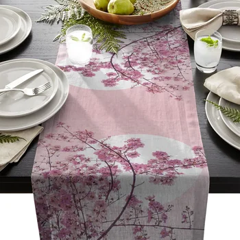 

Cherry Tree Under The Moon Japan Table Runner Table Flag Home Party Decorative Tablecloth Table Runners for Wedding