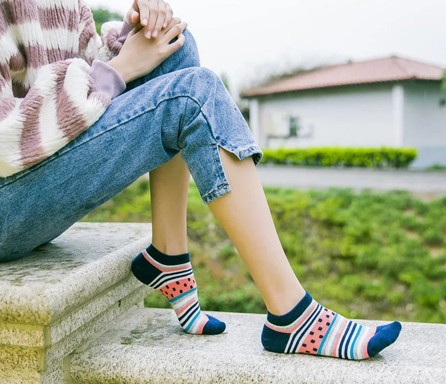 Socks Women's Spring And Autumn Cotton WOMEN'S Low-cut Liners Socks Cartoon Fruit Solid Color WOMEN'S Socks Low Top Low-Cut Hidd