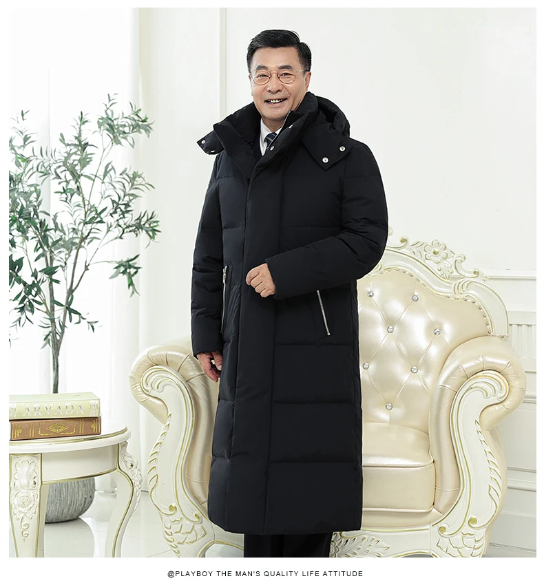 Jaqueta de inverno masculina, casaco x-longo acima