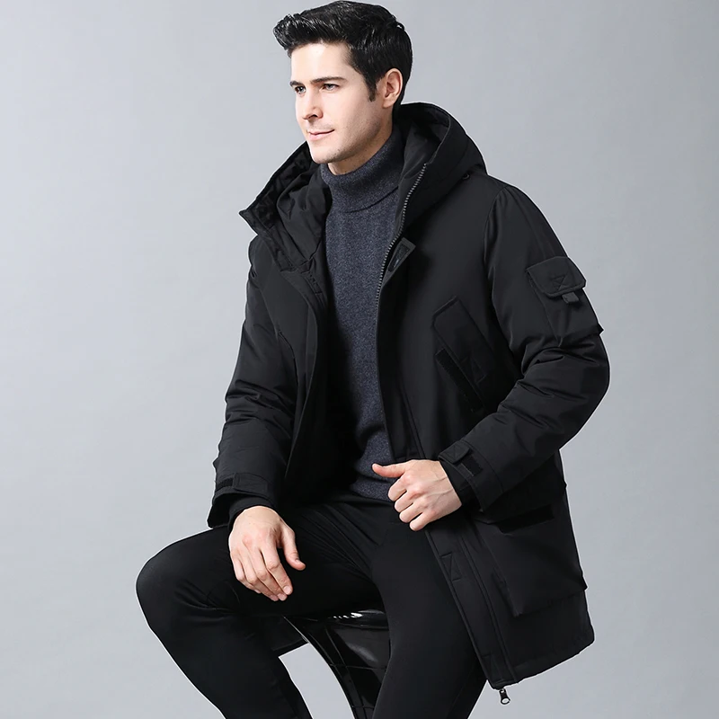 High Quality Winter Jacket Men Hooded Windproof Waterproof Men's Long Down jacket Parka Coat 90% White Duck Down Jackets