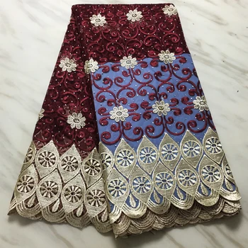 

2020 Nigerian French Net Lace Fabric colorful Embroidered African Lace Fabric High Quality Dubai Guipure Mesh Lace 5 Yards