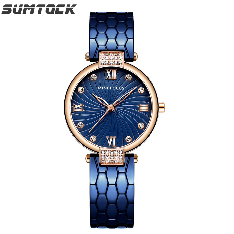 

Ladies Wristwatch Bar Waterproof Luxury Brand Fashion Elegant Quartz Watch Blue Bracelet Clasp Relogio Feminino