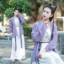 Вышивка Hanfu женские классические танцевальные костюмы фиолетовая фея платье Восточный карнавальный наряд сценическая одежда DF1479