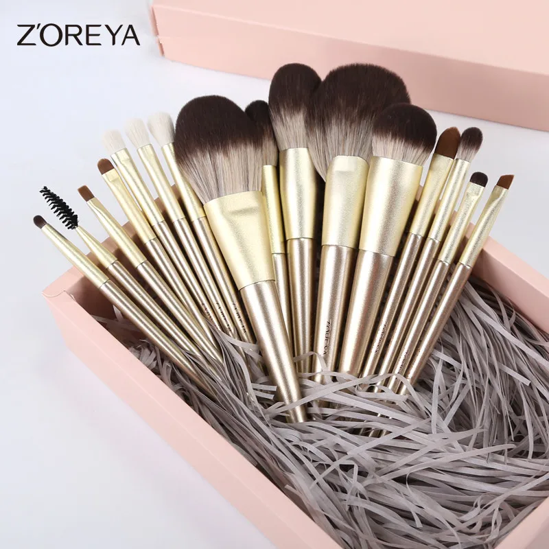 ZOREYA Make up Brush Set Luxurious Makeup Brushes Natual Hair Face and Eye Brushes With High Quality Zipper Bag