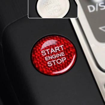 

For Audi A4 A5 A6 A7 2013-2018/ Q5 Q7 2010-2018 Car Start Stop Engine Push Switch Button Cover Trim Sticker Red Carbon Fiber