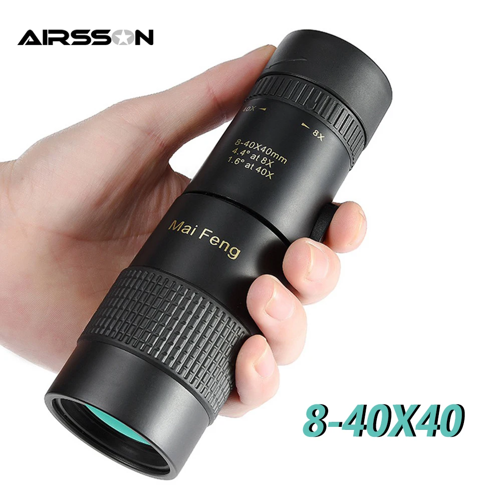 

8-40x40 Monocular Telescope Zoom Powerful Binoculars Eyepiece Pocket HD Light Night Vision Portable Hunting Optical Prism Scope