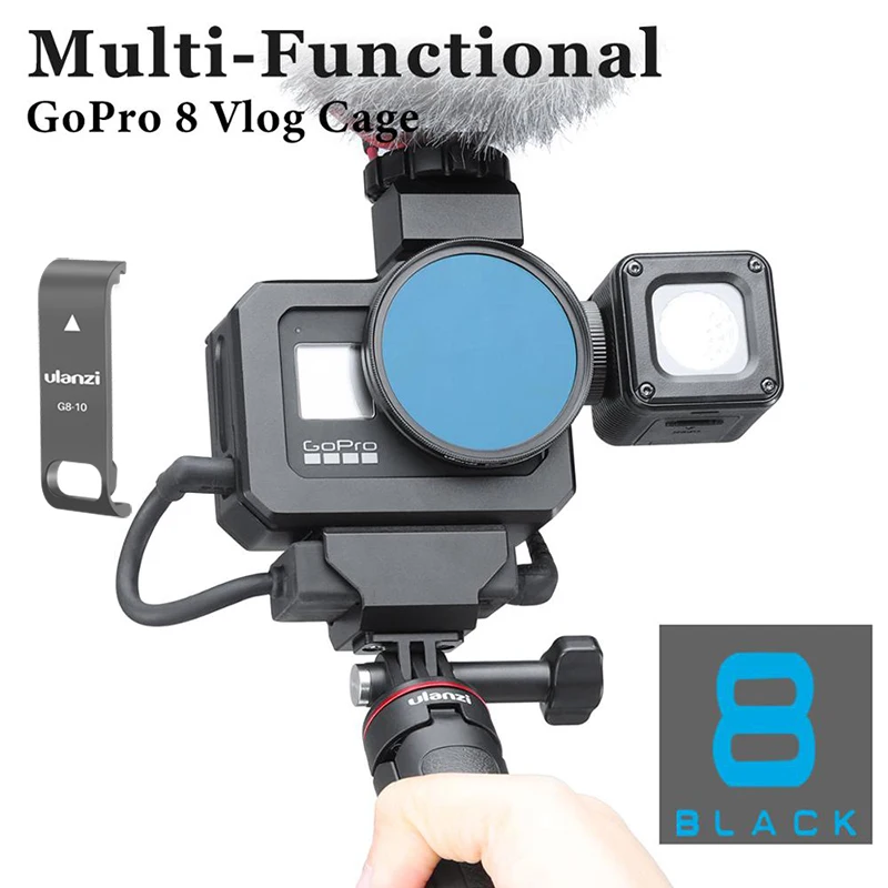 Ulanzi Metal Vlog Case Cage for Gopro Hero Black 8 Extend Cold Shoe Mount for Microphone LED Light|Sports Camcorder Cases| - AliExpress
