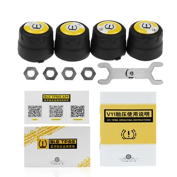 

TPMS Bluetooth 4.0 universal external tyre pressure sensor V11 support Android & IOS phone Wireless 4 external Sensors With APP