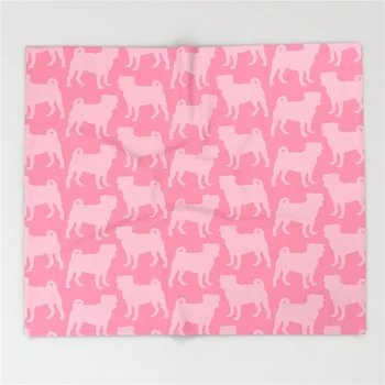 

Pastel Pink Pugs Pattern Coral Fleece Fuzzy Blankets on Bed Pugs Throws Bedsheet for Kids Girls