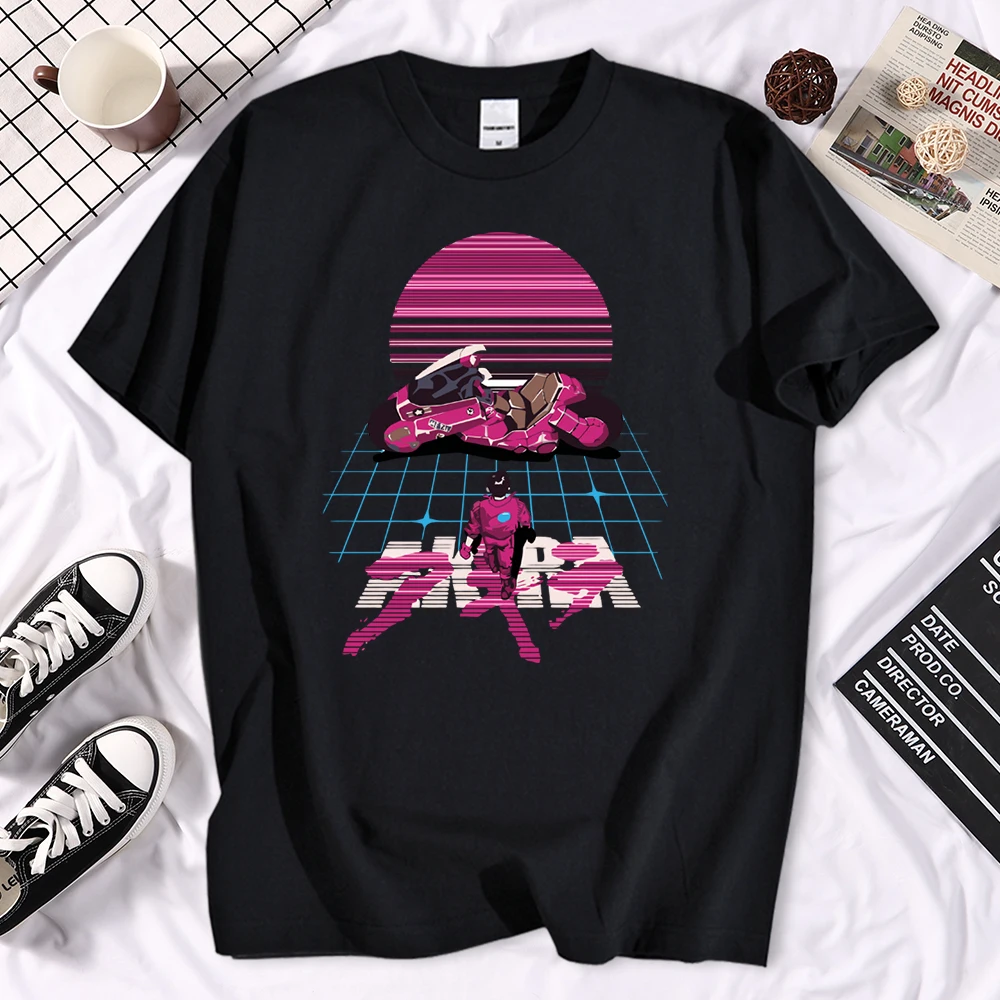 Футболка Fashoin Akira Synthwave Мужская тенниска из японского аниме Повседневная