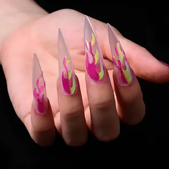 

16 Color Flame Leaves Nail Sticker Nail Art Flame Laser Colorful Designs 3D Nail Art Sticker with Back Glue for women DIY