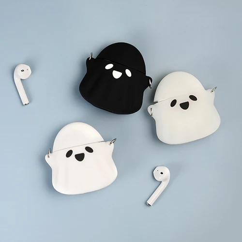 Мягкий чехол для AirPods с кольцом для лица Ghost