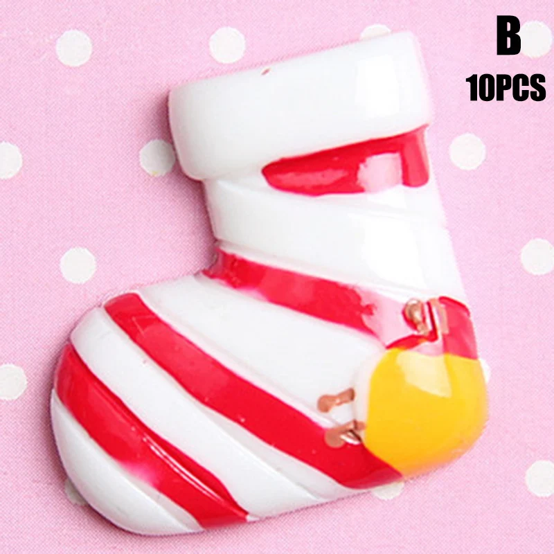 b 10 PCS Christmas Decoration Socks Angel Xmas Leaves Resin Ornament DIY Toy S7JN - Цвет: b