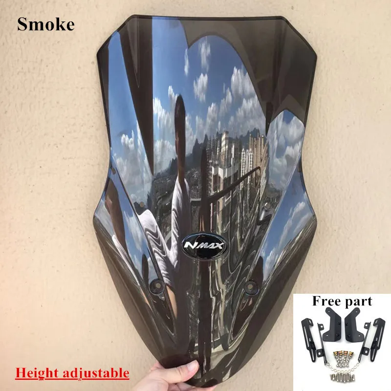 Smoke windscreen Модифицированные мотоциклетные Nmax регулируемые пластиковые дефлекторы ветрового стекла для nmax155 nmax 150 - Цвет: Smoke windscreen