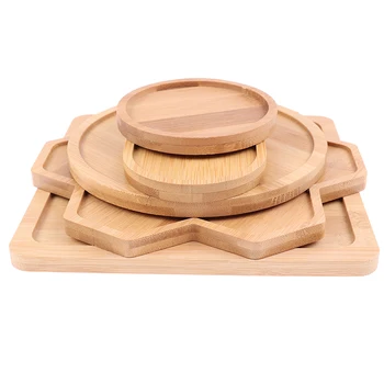 

Bamboo Round Square Bowls Plates For Succulents Pots Trays Base Stander