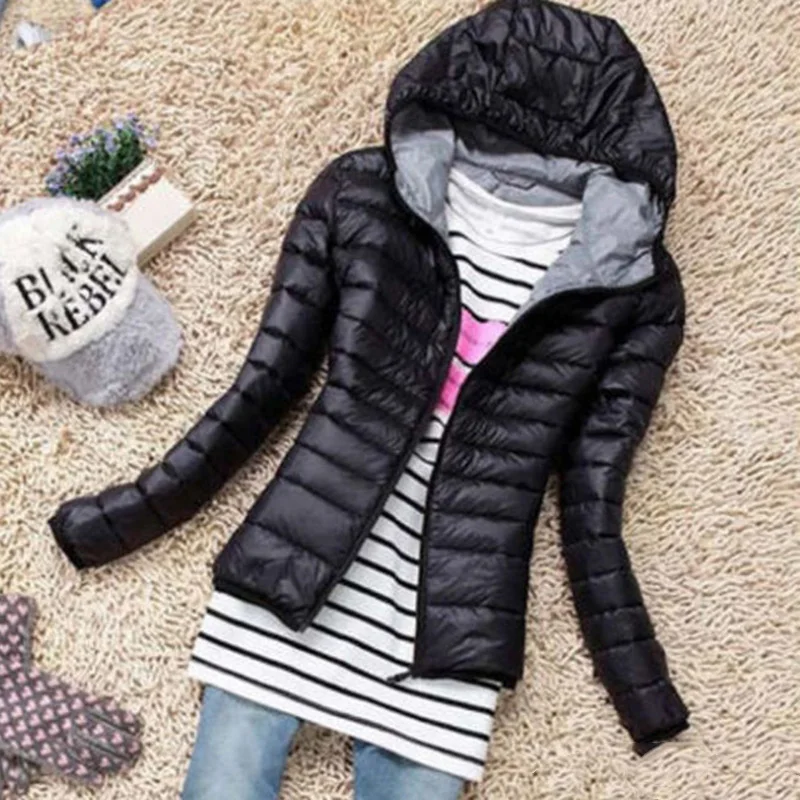 lower price  Women's Coat Jacket Hooded Short Overcoat Cotton Ladies Collar Puffer Bubble Parka Outwear
