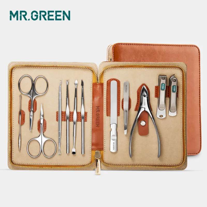  MR.GREEN 12 in1 Manicure Set Stainless Nail Clippers Cuticle Utility Manicure Set Tools Nail Care G